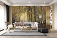 Muted Autumn Woodland Trail Wall Mural
