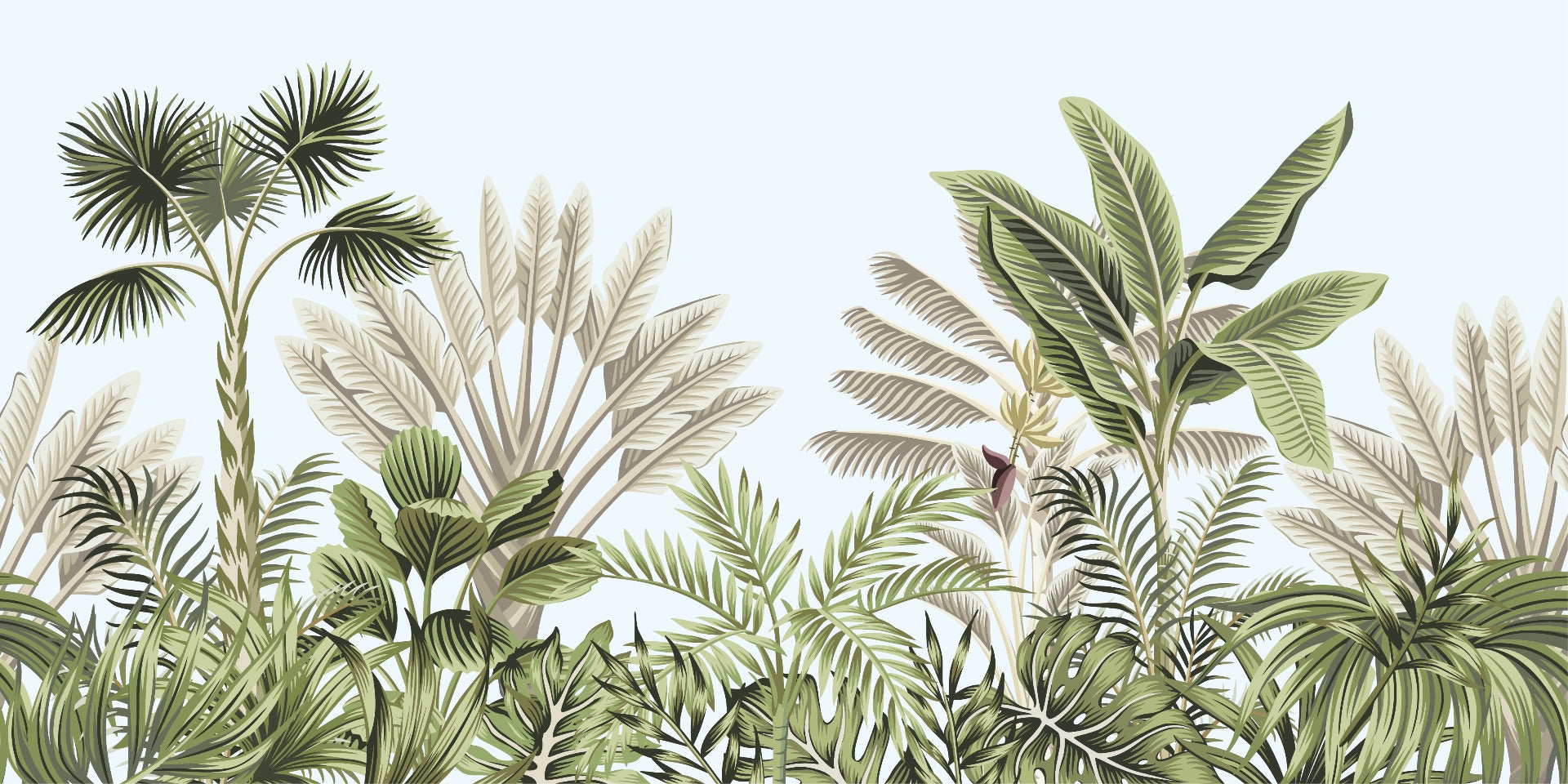 Vintage Tropical Leaves Wallpaper Mural