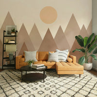 Cozy and calming wall décor – Brown Geometric Mountains Wallpaper