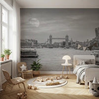 Thames River Moonlight Panorama Wall Mural