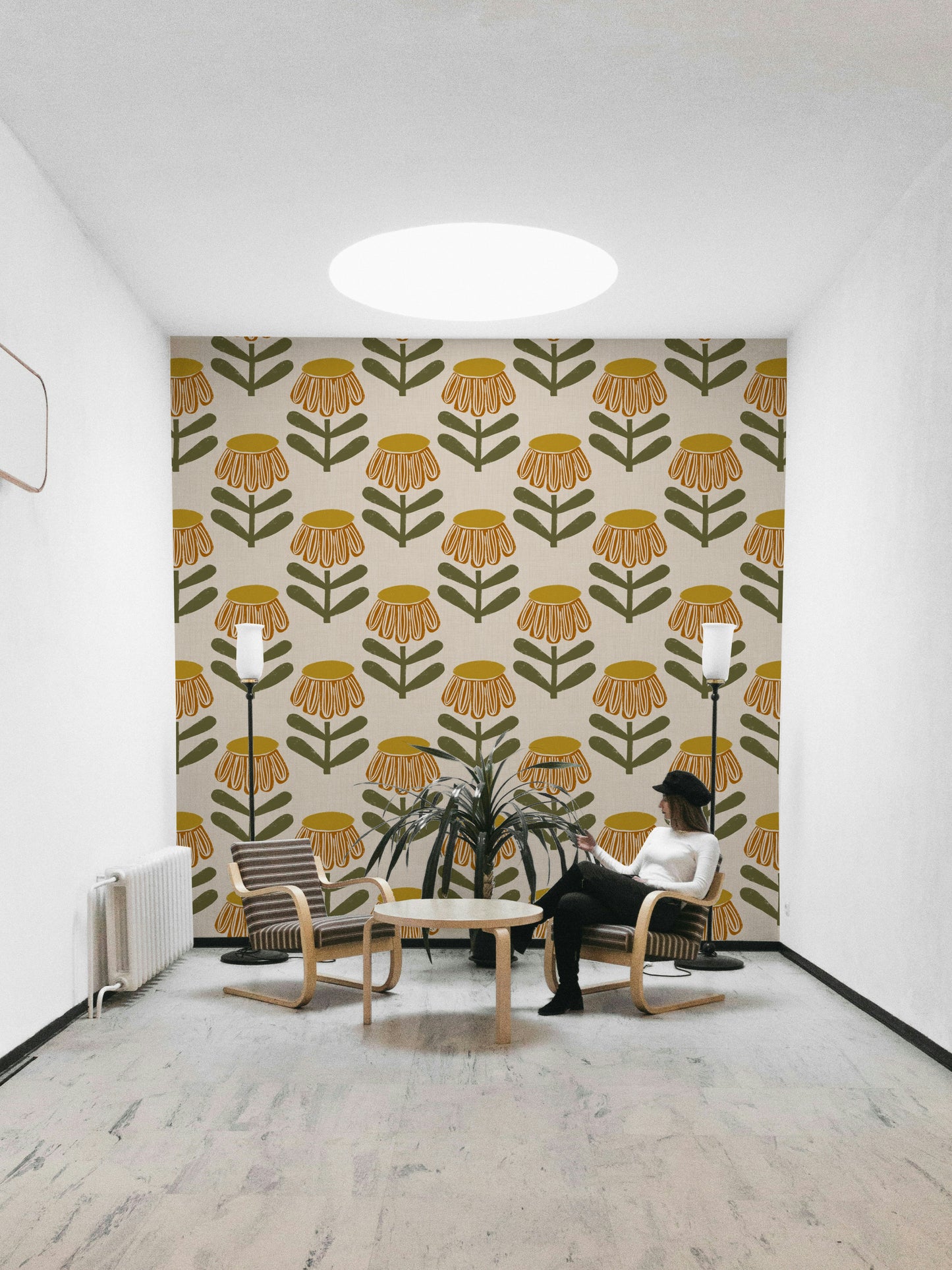 70s style floral wallpaper

