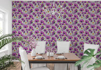 Playful Wild Purple Color Flower Pattern Wallpaper