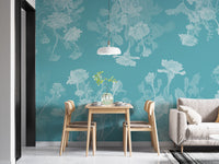 Transform your bedroom with beautiful blue flowers wallpaper mural.