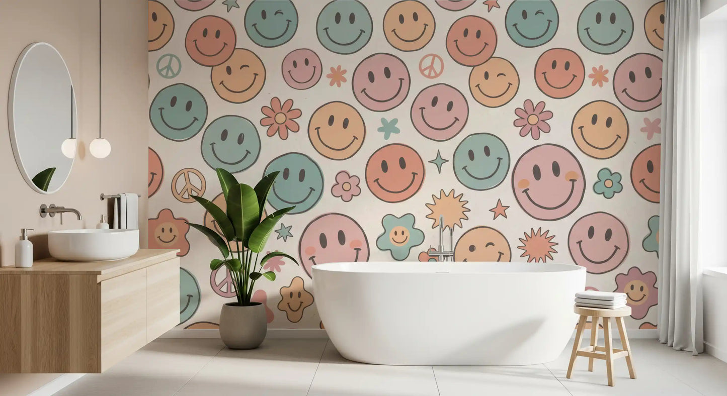 Retro Happy Face Groovy Smiles Wall Mural