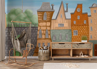 Small Painted City Wall Mural - Giffywalls