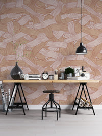 Subtle striped wallpaper in warm cream tones

