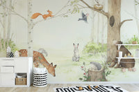 Dreamy forest scene with animals wall mural
