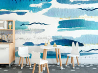 Blue Watercolor Stroke Wallpaper Murals - Giffywalls