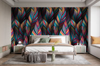 Fantasy-inspired wallpaper featuring tropical feathers.