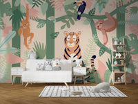 Kids Jungle animal friends wallpaper mural