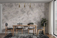 Peel and Stick Darwin Gray Tropical Foliage Wallpaper
