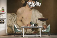 Roman God of Wine mural depicting Bacchus in Baroque elegance.
