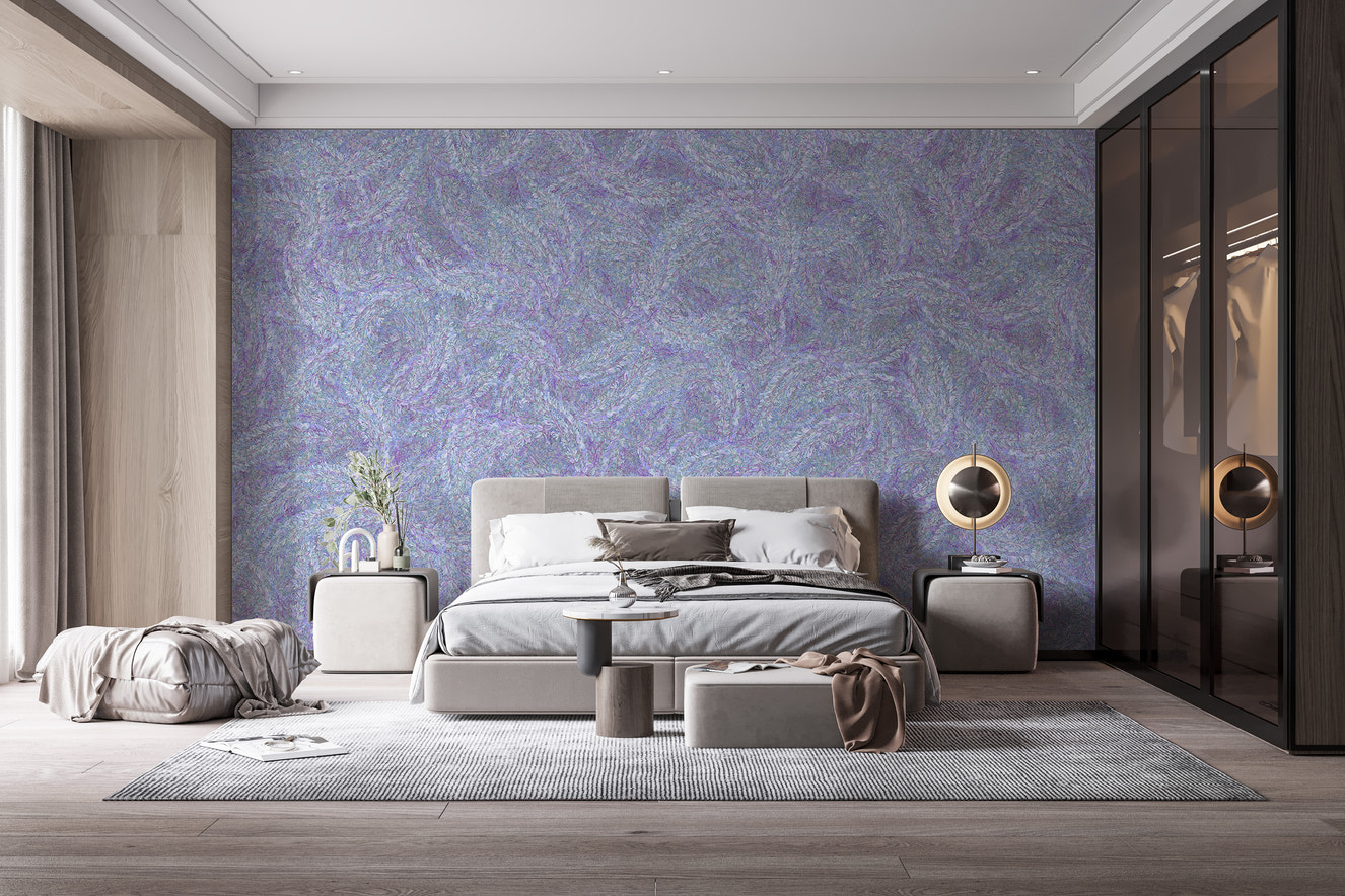 Elegant purple watercolor summer flowers wallpaper mural.
