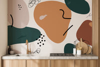 Brown Abstract Shape Soft Muted Color Wall Murals - Giffywalls