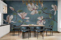 Elegant floral wall mural for living room décor
