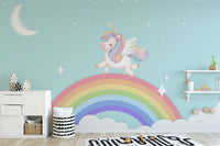 Starlit unicorn wallpaper mural for a dreamy, playful space.
