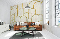 Removable Gold and White Art Deco Wallpaper