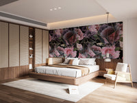 Pink Flowers in Polygons Wallpaper Mural