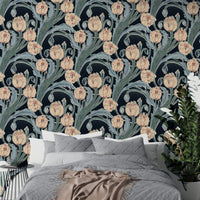 Elegant Moonlit Tulip wallpaper featuring glowing tulip designs.
