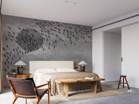 Gothic Flock Gray Halloween Wall Covering Wallpaper - Giffywalls