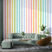 Multicolored pastel striped wall covering