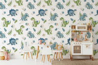 Dino wallpaper with eggs and ferns

