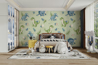 Green dinosaur theme wallpaper for kids

