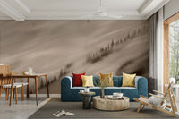 Vintage forest view with valley – Forest Valley Sepia Wallpaper