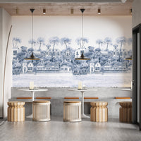 Watercolour Coastal Village Wall Mural