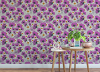 Elegant Wild Purple Color Flower Pattern Wallpaper
