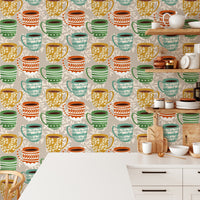 Coffee mug wallpaper for kitchens and cafes
