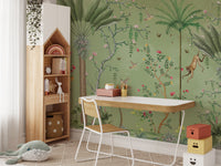 Vibrant Tropical Garden Chinoiserie Wallpaper
