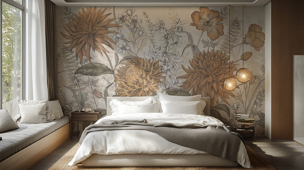Rustic Botanical Artistry Mural