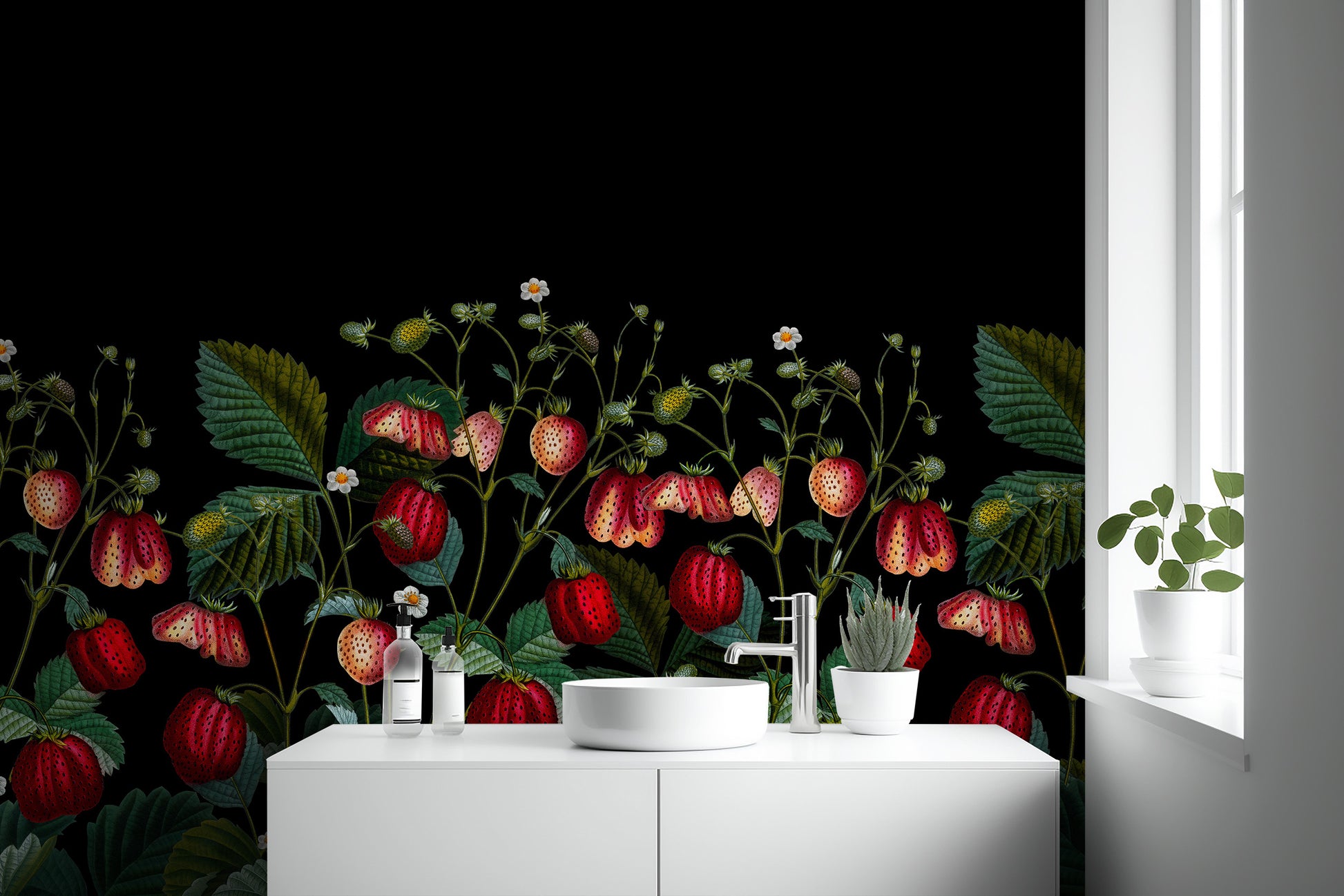 Soft creams and rich berry tones.

