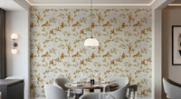18th Rococo Forest Chinoiserie with Squirrels and Mice on Oak Tree Branches Wallpaper⁠