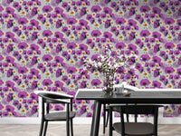 Vibrant Wild Purple Flower Pattern Wallpaper