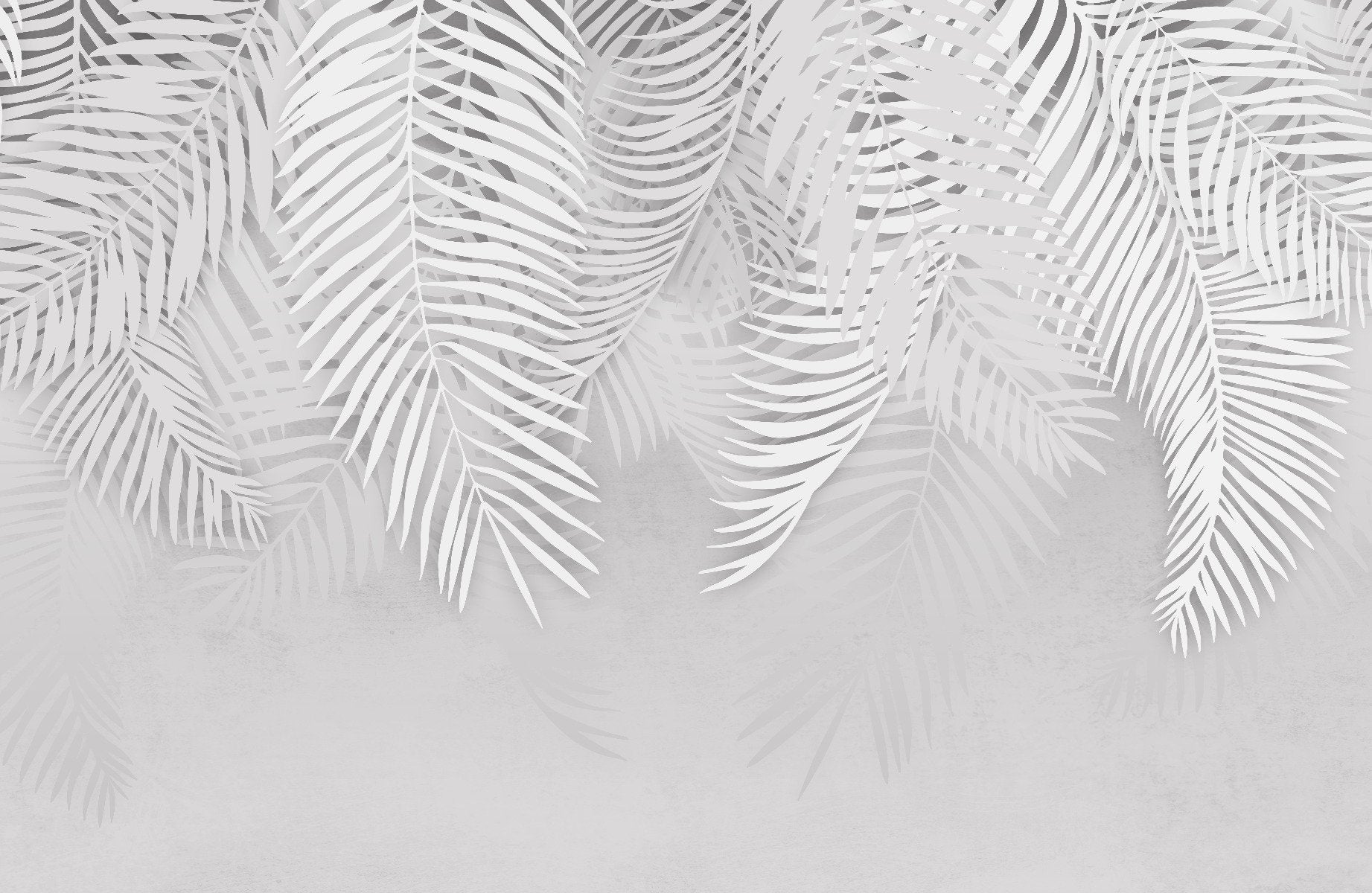 White Palm Leaves Concrete Texture Mural in your room — zoomed