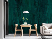 Sophisticated teal grunge wallpaper for dining room walls
