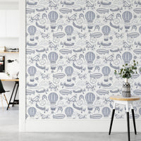 Nostalgic aviation mural for travel-inspired spaces

