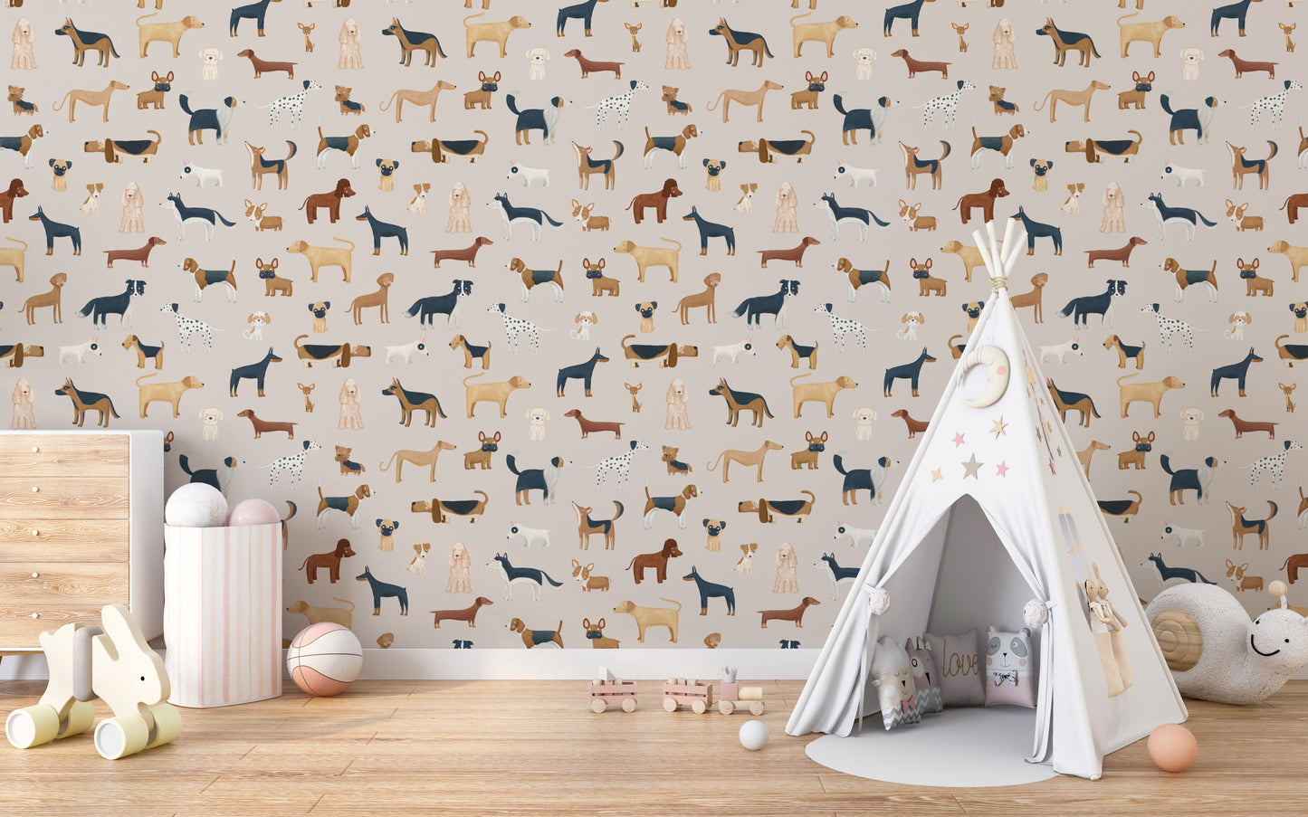 Beige Cute Dogs Wallpaper