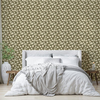Soft magnolia bloom mural in earthy neutral tones

