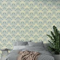 Nature-themed wallpaper with gentle mist leaf design

