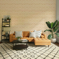 Clay-hued leaf wallpaper for cozy contemporary walls

