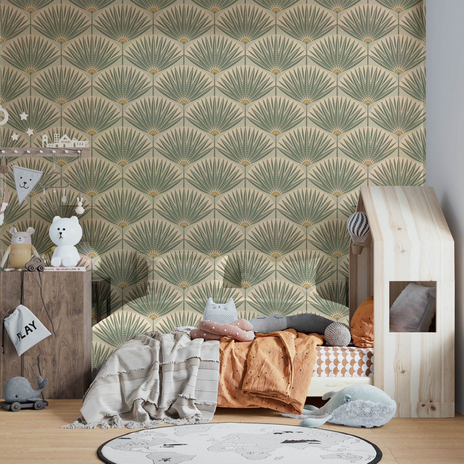 Tropical rainforest-inspired wallpaper for bedrooms

