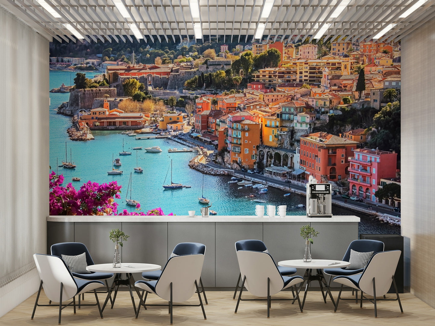 Coastal dreamscape mural for tranquil interior design

