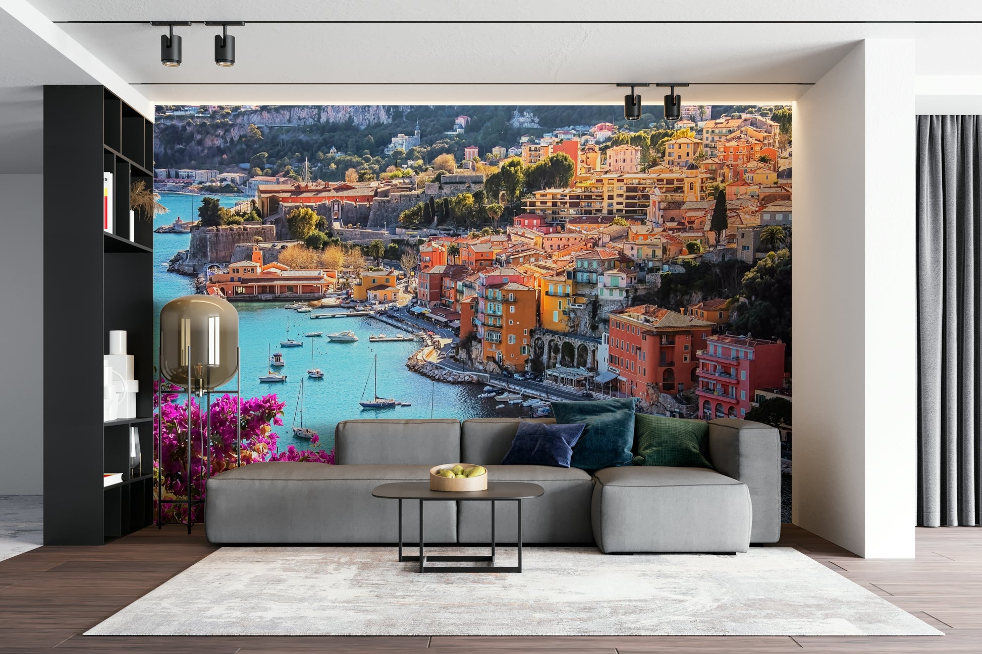 Painterly Mediterranean mural with vintage charm

