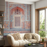 Historic Indian wall with colorful designs

