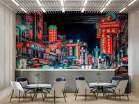 Thai city street filled with lights and motion

