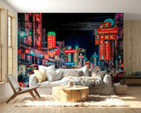 Colorful night drive through Bangkok

