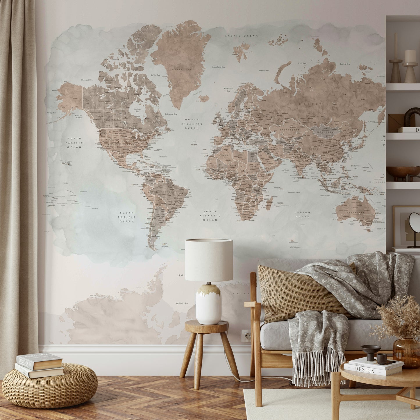 Antique World Map Watercolor Wallpaper